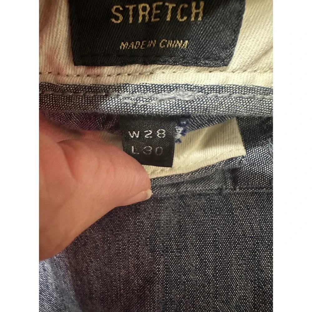 J CREW‎ MENS COTTON STRETCH CHAMBRAY 484 SLIM FIT CHINO PANTS EUC SIZE 28 X 30